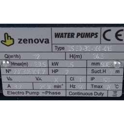 Шильдик насоса Zenova ZS50-32-160-015