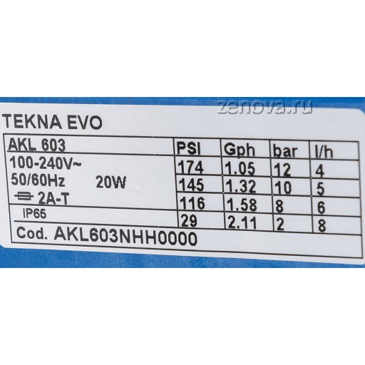 Шильдик насоса Seko Tekna Evo AKL 603