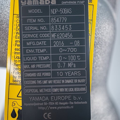 Шильдик модели Yamada NDP-50BAS-RC