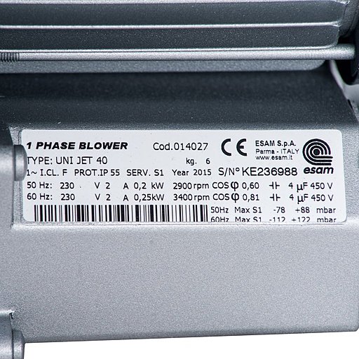 Шильдик модели Esam UNIJET 40 (220В)