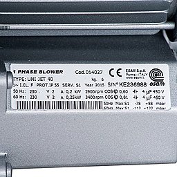 Шильдик модели Esam UNIJET 40 (220В)