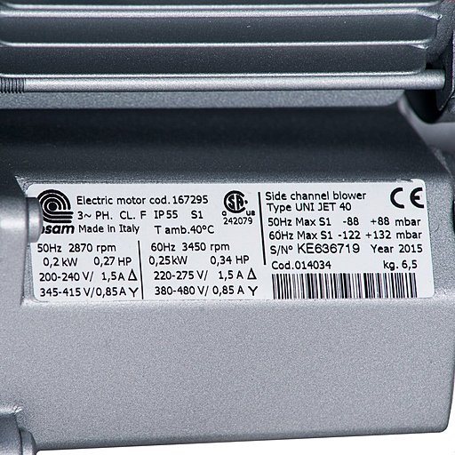 Шильдик модели Esam UNIJET 40 (380 В)