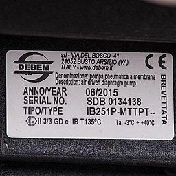 Шильдик модели Debem BOXER 251-P