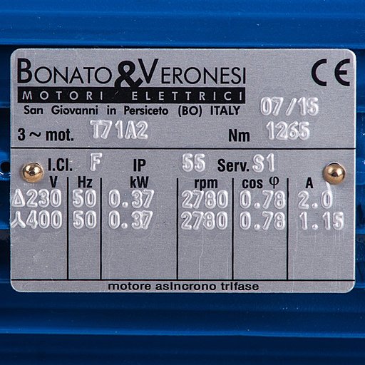 Шильдик двигателя насоса Debem DM06P-SV1BE071