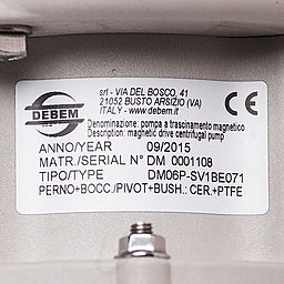 Шильдик насоса Debem DM06P-SV1BE071