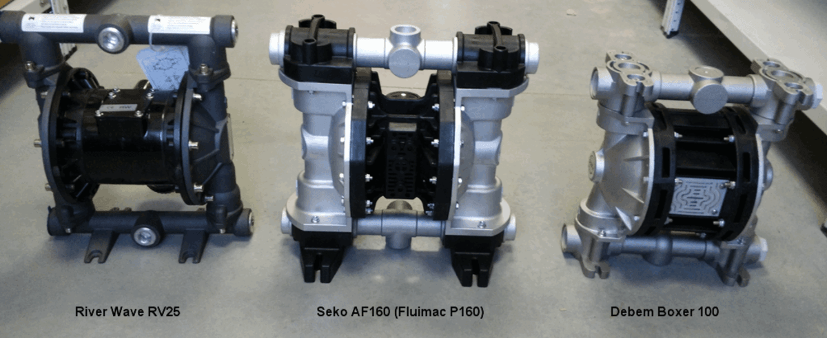 оборотная сторона 25 мм мембранных пневматических насосов Debem, Seko, River Wave