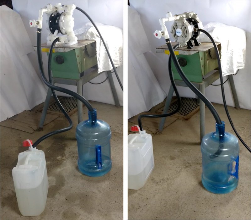 Насосы AF0050P и RV15P во время испытаний